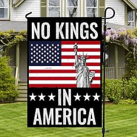 No Kings Protest Gartenflagge 12 x 18 Zoll Hofflaggen, kleine Gartenflaggen für draußen, Outdoor-Flaggen, Feiertags-Gartenflaggen für alle Jahreszeiten