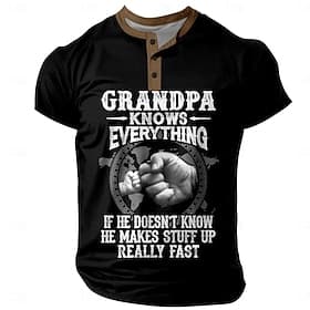 Herren Lustiges Opa weiß alles Grafik T-Shirt - Kurzarm Familienhumor T-Shirt