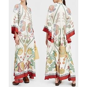 Women's Long Dress Maxi Dress Swing Dress Print Dress Classic Modern Outdoor Going out Regular Fit Flower Long Sleeve V Neck Black White Pink Dark Blue Fall