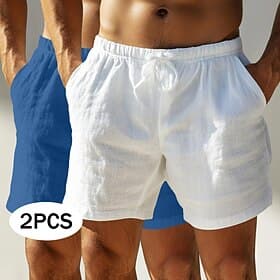 Per uomo Shorts Shorts di Lino Pantaloncini Estivi Shorts da Spiaggia Coulisse Tasca Elastico in vita Semplice Comodità Traspirante Corto All'aperto Quotidiano