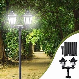 Lampe murale solaire hexagonale à double tête 2 en 1 Lampadaire flexible à combinaison pour une utilisation en extérieur, étanche, décoratif, à énergie solaire