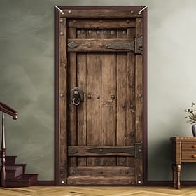 Décorations de porte vintage factices couvercles de porte tapisserie de porte décoration de rideau de porte bannière intérieure/extérieure pour porte d'entrée