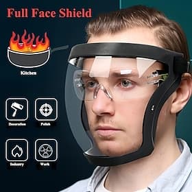 Vollgesichts-Schutzmaske, verstellbare Antibeschlag-Kunststoffmaske, atmungsaktives Design, geeignet für Outdoor und Küche, sicherer Verschluss – ideales Gesch