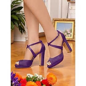 Women's 1950s Vintage Wine Red Chunky High Heel Sandals with Crisscross Straps – Elegant Peep Toe Platform Shoes for Weddings, Parties, and Formal Events