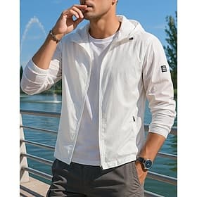 Men's Solid Colored Running Jacket Outdoor Jacket Summer Spring Full Zip Long Sleeve Athletic Sun Protection Quick Dry Lightweight Breathable Tennis Golf Runni