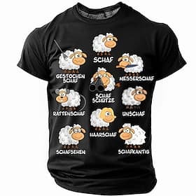 Lustige T Shirts MäNner Deutsche Schafe Bedruckt Herren Bekleidung