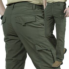 Herren Cargohosen Wanderhosen Frühling Herbst Außen Normale Passform Wasserdicht Winddicht Schnelltrocknend Leicht Hosen Tasche Elastischer Bund Schwarz Armeeg