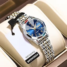 Luxury Ladies Wristwatch Waterproof Luminous Date Week Mother's Day Gift for Women Quartz Watch Stainless Steel