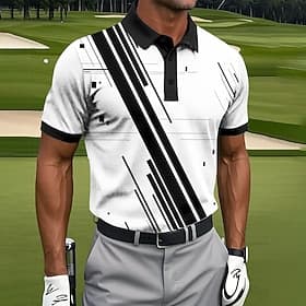 Hombre Bloque de color Golf Polo Camisetas polo deportivas Manga Corta Camisas de polo Camisas con cuello Casual Ropa Deportiva Botones Verano Azul Piscina Bla