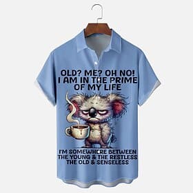 Men's Funny Old Man Shirt Summer Shirt Button Up Shirt Short Sleeve Fashion Casual Holiday Dads Day Gifts Summer Spring Turndown 3D Print Collared Shirts Front