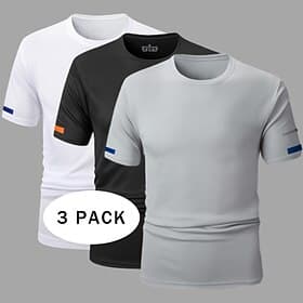 3PCS Men's T Shirt Short Sleeve Short Sleeves Crew Neck Summer Solid Color Plain Sports Outdoors Casual Quick Dry Basic Plain Casual Fitness Casual Daily Tee