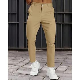 Hombre pantalones de traje Pantalones de golf Pantalones Chinos Botones Bolsillo Plano Comodidad Formal Fiesta Trabajo Moda Estilo clásico Caqui Beige Microelá