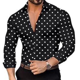 Men's Polka Dot Shirt Button Up Shirt Casual Dress Shirt Long Sleeve Fashion Casual Vacation Daily Streetwear Summer Spring Turndown 3D Print Collared Shirts B