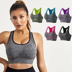Damen Yoga-BH Sport-BH Pilates-BH BH-Top Push-Up Hosen nahtlos Antivibration Bürgellos Farbblock Sport Sportkleidung Meerblau Gelb Fitnessstudio Zumba Laufen