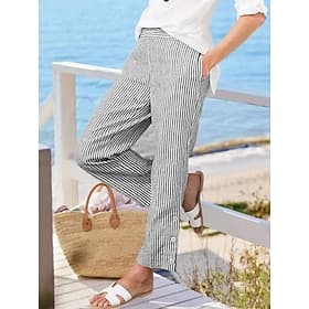 Per donna Chinos Dritto Vacanza Moda Streetwear Lunghezza intera Vita Alta A righe Tasca Comodo Morbido Confortevole Micro-elastico All'aperto Vacanza Streetwe