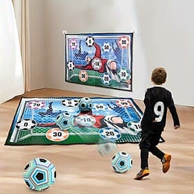 Soccer Ball Game Set for Youngsters Adults - Durable Polyester Indoor/Outdoor Football Practice Mat Yellow - Includes 6 Balls with Numbers Ideal for Backyard