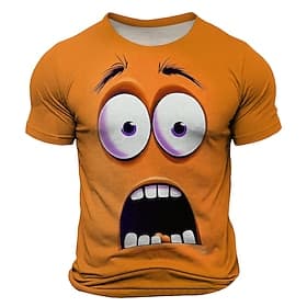 Men's Optical Illusion 3D T Shirt Short Sleeve T shirt 3D Print Crew Neck Shirt Fashion Exaggerated Daily Party Street Casual Yellow Red Blue Summer Spring All