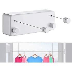 Corde à linge rétractable, corde à linge rétractable pour l'intérieur, sans perçage, fixation murale, invisible, pliable, fil d'acier pour balcon et usage dome