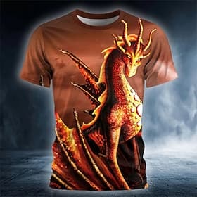T-shirt pour hommes Dragon Devil de Sarah Richter t-shirt à manches courtes t-shirt à impression 3D chemise à col rond design exagéré artistique décontracté qu