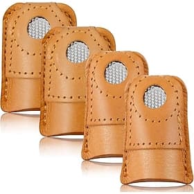 4 Stück Leder-Nähfingerhut, Fingerling zum Handnähen, Quilten, Leder-Fingerschutz, Fingerschutz, Stecknadeln, Stricken, Bastelzubehör, DIY-Nähwerkzeuge, 2 Größ