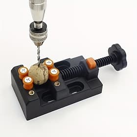 1pc Mini Drill Press Vise Clamp for DIY Jewelry and Crafts Quick-Adjust 0-2 Inch (0-5.3cm) ABS Plastic Bench Vise with Olive Bodhi Bead Grip Precision Drillin