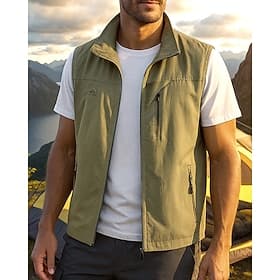 Herren Anglerweste Wanderweste Frühling Herbst Draussen Wasserdicht Winddicht Weste Jagd Angeln Klettern Schwarz Armeegrün Rot Blau Khaki