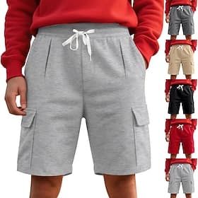 Voor heren Cargoshorts Sweat short Korte broek Zomer korte broeken Zak Elastische taille Trekkoord Effen Comfort Korte Buitensporten Dagelijks Uitgaan Modieus