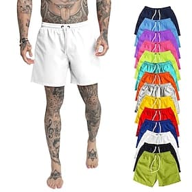 Men's Athletic Shorts Active Shorts Shorts Casual Shorts Drawstring Plain Comfort Breathable Outdoor Daily Going out Fashion Casual Black White