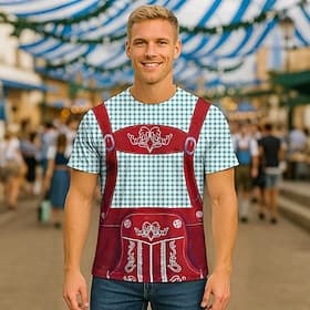 T-Shirt Lederhosen T-Shirt Match Bayerisch München Deutsch alpin T-Shirt Ärmel Grafik für Herren Erwachsene 3D-Druck für Karneval Oktoberfestbier Party Alltag