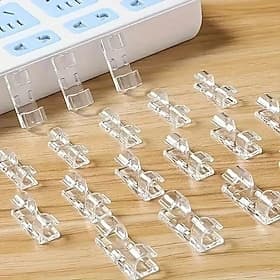 Lot de 100 clips adhésifs transparents pour la gestion des cordons d'alimentation, organiseurs de fils en plastique transparent durable, supports de câbles mur