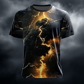 Men's Optical Illusion Lightning 3D T Shirt Short Sleeve T shirt 3D Print Crew Neck Shirt Fashion Exaggerated Daily Casual Daily Club Blue Yellow Royal Blue Su