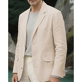 Herre Blazer Virksomhet Cocktailfest Bryllupsfest Mote Fritid Vår Høst Polyester عادي Lomme Knapper Bekvem Enkeltkneppet Blazer Lysegrønn Navyblå Brun Kakifarg