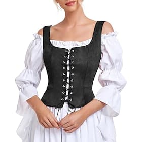 Rétro Vintage Médiéval Renaissance Corset Déguisement Femmes Halloween Mascarade Le thème de la fête Foire de la Renaissance Festival Adulte Corset