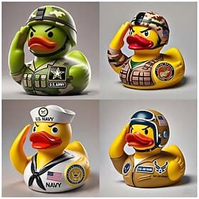 Veteran Tribute Duck Resin Duck Statue Figurine, Soldier Military Duck Decor for Shelf or Desk, Patriotic Army Duck Ornament Gift for Veterans or Collectors