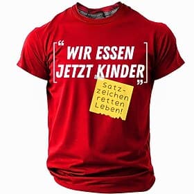 Herrliches T-Shirt Zeichensetzung rettet Leben Deutscher Grammatik Witz Grafik Tee Kurzarm