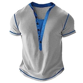 Homme T-shirt Henley gaufré T-shirt Manche Courte Couleur Unie Uni Mode Designer Occasionnel Bloc de Couleur Boutons Henley Occasionnel Quotidien Extérieur Été