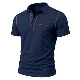 Herren Poloshirt aus Baumwollmischung Golfshirt Lässig Sport Klassisch Kurzarm Mode Cool Farbblock Tasche Knöpfe Sommer Frühling Frühling Herbst Schmale Passf
