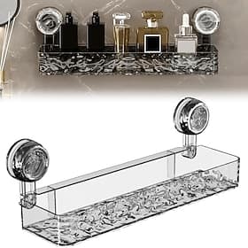 Corrugated Suction Cup Storage Holder, Light Luxury Style Punch-Free Storage Rack Movable Shower Shelf Suction Cup, No-Drill Wall-Mounted Storage Shelf