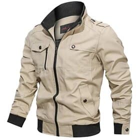 Men's Lightweight Jacket Cargo Jacket Casual Jacket Vacation Daily Pocket Spring Fall Plain Fashion Classic Stand Collar Regular Black Wine Khaki Army Green Da