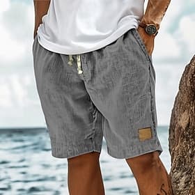 Homme Shorts Shorts en Lin Shorts d'été Shorts de plage Cordon de serrage Avec Poches Taille Élastique Uni Confort Respirant Court Plage Vacances Fête Hawaïen