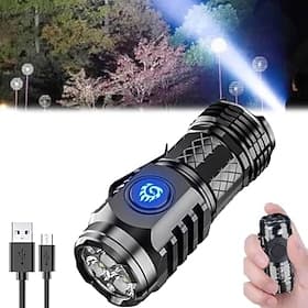 Three-Eyed Monster Mini Flash Super Power Flashlight, German Thumb Sized Flashlight, 3 Eyed Monster Mini Flashlight, Outdoor Small High Lumen Rechargeable Wate