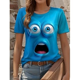 Women's T Shirt Print Graphic Animal Vintage Stylish Classic Short Sleeve Crew Neck Round Neck Regular Tops Daily Weekend Blue Black White Yellow Red Summer Sp