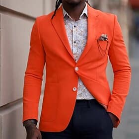 Hombre Graduación chaqueta Negocio Fiesta de Cóctel Fiesta de Boda Moda Casual Primavera Otoño Poliéster Plano Bolsillo Botones Cómodo Botonadura Simple Chaque