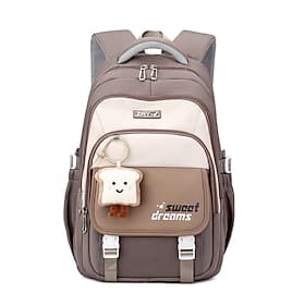 Teenager Mädchen Korean Style Rucksack großer Kapazität Schulranzen mit süßem Toastcharme und Mehrfachtaschenaufbewahrung für Mittelschule und Reisen