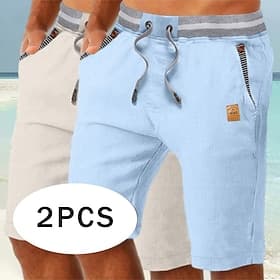 Herren Shorts Leinenshorts Sommershorts Strandshorts Kordelzug Tasche Elastischer Bund Einfach Komfort Atmungsaktiv Knielang Täglich Ferien Strand Urlaub Mode