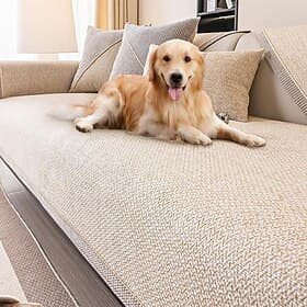Copridivano traspirante e antiscivolo per animali domestici, protezione per divano in lino e cotone intrecciato, copridivano morbido e resistente per tutte le