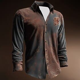 Hombre Estampado de óxido desgastado Camisa Abotonar la camisa Camisa de vestir informal Manga Larga retro de la vendimia Vacaciones Diario Ropa de calle Veran