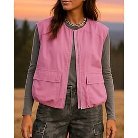 Damen Wanderweste Cargo-Weste Frühling Herbst Draussen Leicht Atmungsaktiv Weste Jagd Angeln Klettern Schwarz Rosa Armeegrün Marinenblau Khaki