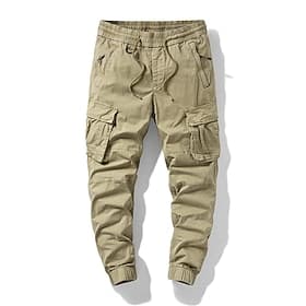 Herren Cargo-Hosen Hose Elastischer Bund Kordelzug Mehrere Taschen Einfach tragbar Outdoor Täglich Campen und Wandern Mode Klassisch Schwarz Armeegrün