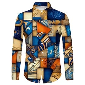 Rétro Vintage Années 1970 Chemise Disco Géométrique Psychédélique Déguisement Homme Halloween Carnaval Festival de Musique Défilé de la Fierté Soirée à thème r